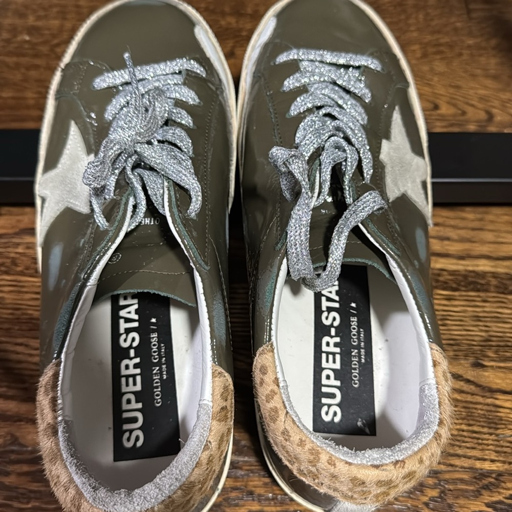 Golden Goose Olive Green Super Star Sneakers - Picture 3 of 6